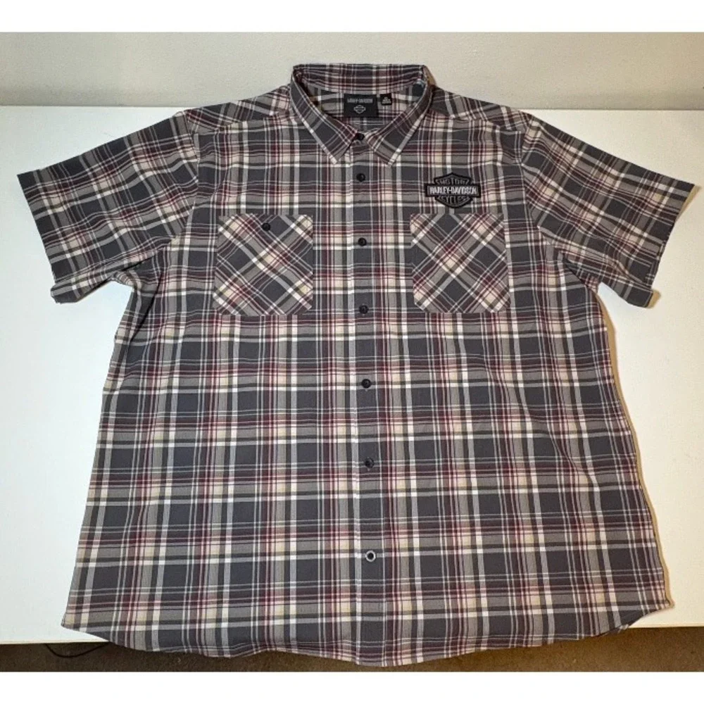 Harley Davidson Men's Plaid Button Down Shirt | 3XL
